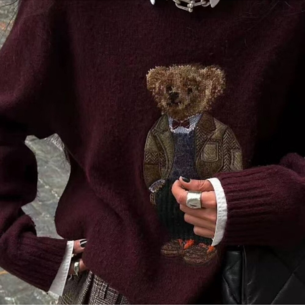 Burgundy Bear Sweater